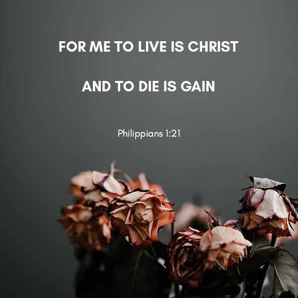For me to live is Christ and to die is gain - Philippians 1:21