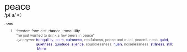 the definition of peace - freedom from disturbance